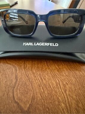 Karl Lagerfeld Navy rim Sunglasses with dark grey lens. Never worn